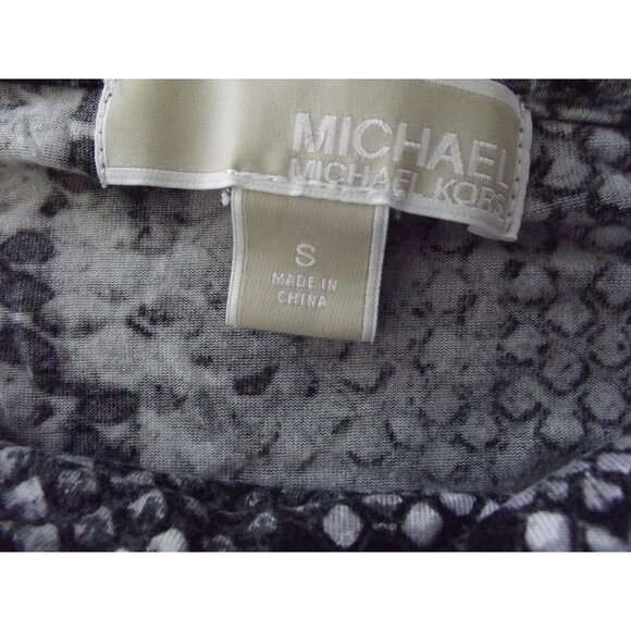 Michael Kors Shirt Sz Small gray black snakeskin stretch asymmetrical hem ruched - Picture 6 of 11
